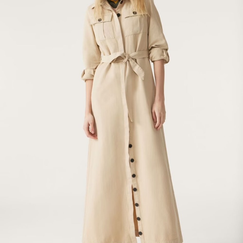 ba&sh button down maxi skirt with built in belt , size XS